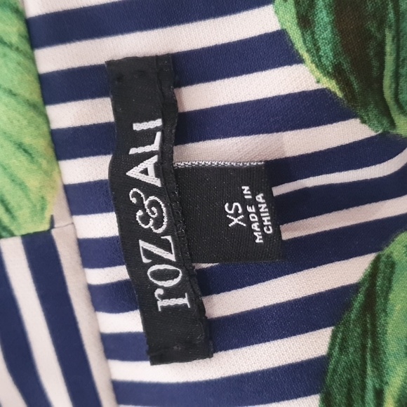 Roz & Ali Size XS (approx 8) Navy Blue and Yellow Striped Lemon Jacket - Picture 5 of 7